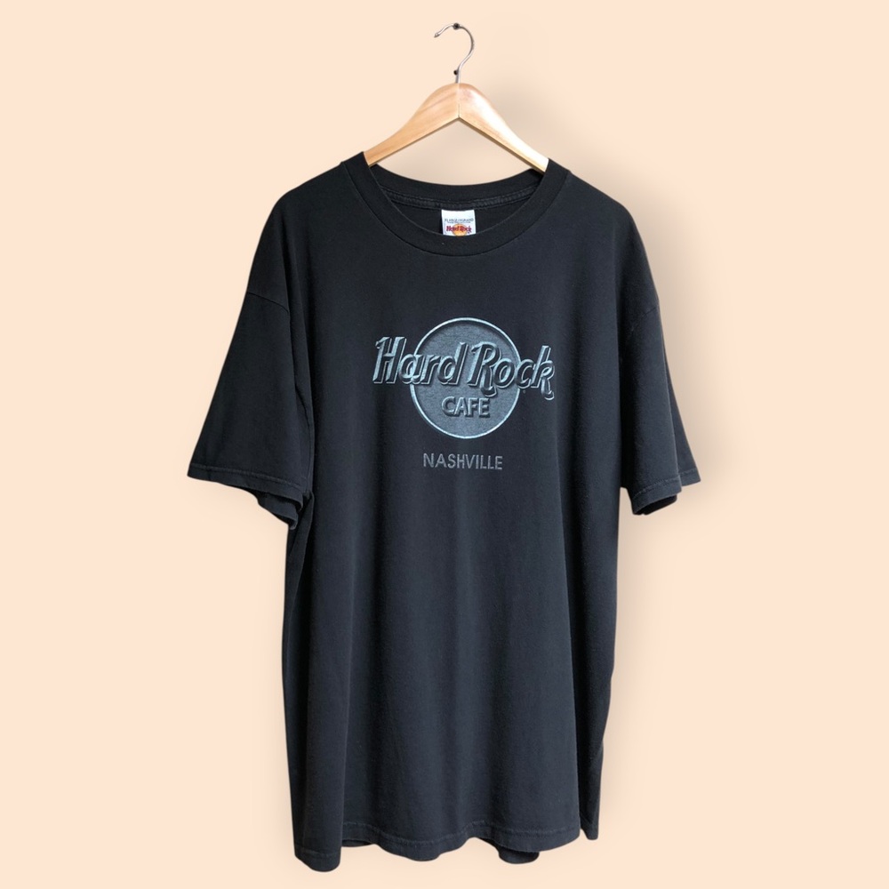 Vintage 90s Y2K Hard Rock Cafe Black Nashville Logo Short Sleeve T-shirt MENS XL